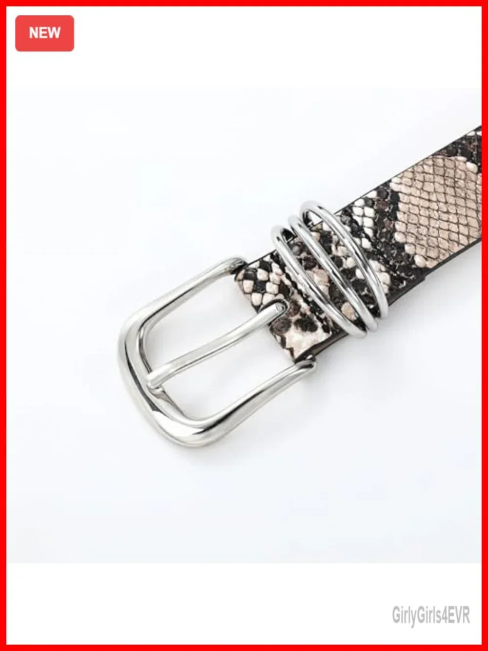 Women's Snake Print Faux Leather Belt with Gold Buckle